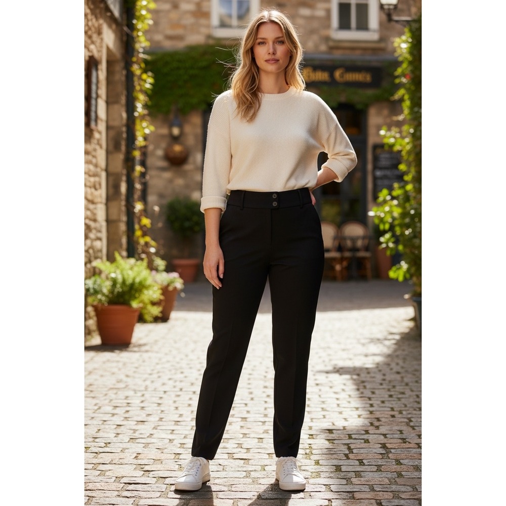 Rafaella Curvy Fit Black Dress Pants Womens 18W Double Button Trousers